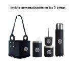 Set matero negro con canasto personalizado