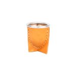 Mate de vidrio forrado con cuero vaqueta